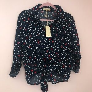 Love Notes Navy Red and White Hearts Burton Down